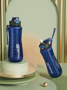 Botella de agua deportiva de plástico sin BPA motivacional grande de forma curva al por mayor, botella de agua para gimnasio - Product Image 2