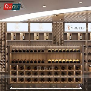 Boutique <b>Wine</b> Store Decoration Alcohol Tax Free Store Design Wooden Vintry Storage Racks Luxury Liquor Display Stand for Retail - Product Image 5