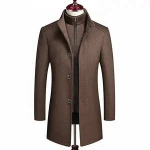 Fashion High Quality Custom Slim Hot Sale Removable Waistcoat Double Collar Winter Mens Wool Long Coat