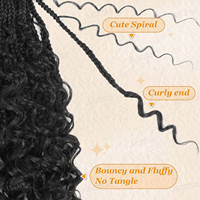 Tresses Boho 14 pouces en boîte au crochet avec extrémités bouclées Cheveux bohème au crochet pour femmes noires Tresses en boîte pré-bouclées Cheveux au crochet