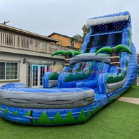 Structure gonflable commerciale en PVC pour jardin, motif palmier, avec toboggan aquatique tropical pour adultes, utilisable en intérieur/extérieur