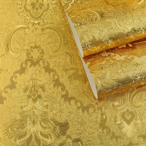 Alta qualità Design moderno PVC oro carta da parati rotoli Anti-statico giallo dorato <span class=keywords><strong>per</strong></span> il soffitto e decorazione della parete pannello di parete impermeabile - Product Image 3