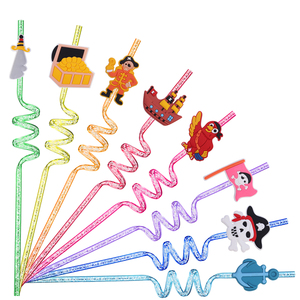 Newly Arrived Eco-Friendly Custom PVC Pirate-Themed Decorative Party Supplies Factory Direct Straw Plastic Parties Promotional