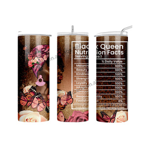 Diseño de sublimación personalizado Melanin Made Black Queen Nutrition Facts SS304 flaco 20oz taza de café vaso de pared - Product Image 3