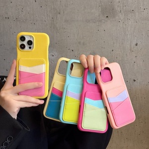 Nuevo estilo Simple Color contraste PU funda de teléfono de cuero para Apple para <span class=keywords><strong>iPhone</strong></span> 16promax 15pro 14 <span class=keywords><strong>tarjeta</strong></span> insertable 13P teléfono móvil - Product Image 2