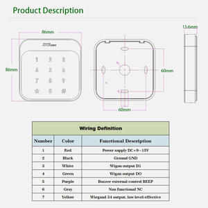 Lecteur de cartes de contrôle d'accès à bouton tactile de proximité 125KHz compatible ISO15693, système de contrôle d'accès - Product Image 6