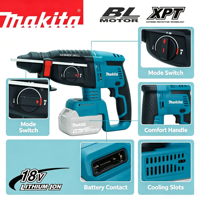 Outils électriques professionnels pour les ingénieurs professionnels et les bricoleurs, perceuse à percussion sans fil Makita 18V Li-ion, moteur sans balais