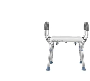 Cadeira de banho ajustável em liga de alumínio 5002 com encosto e braço para deficientes
