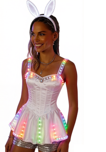 Vestido de baile con luces LED para mujer, chaleco con flecos de <span class=keywords><strong>lentejuelas</strong></span>, chaqueta ajustada brillante, cárdigan, tops brillantes con purpurina, estilo vaquero para fiesta disco - Product Image 6