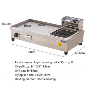 Thương mại bảng Top BBQ grills thép không gỉ tấm phẳng nướng điện griddle nhỏ sâu Fryer 2-in-1 chảo dầu - Product Image 3