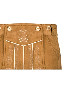 Auténticos Lederhosen bávaro para hombres, pantalones cortos de cuero de cabra marrón tradicional con diseño bordado personalizado, atuendo Oktoberfest - Product Image 6