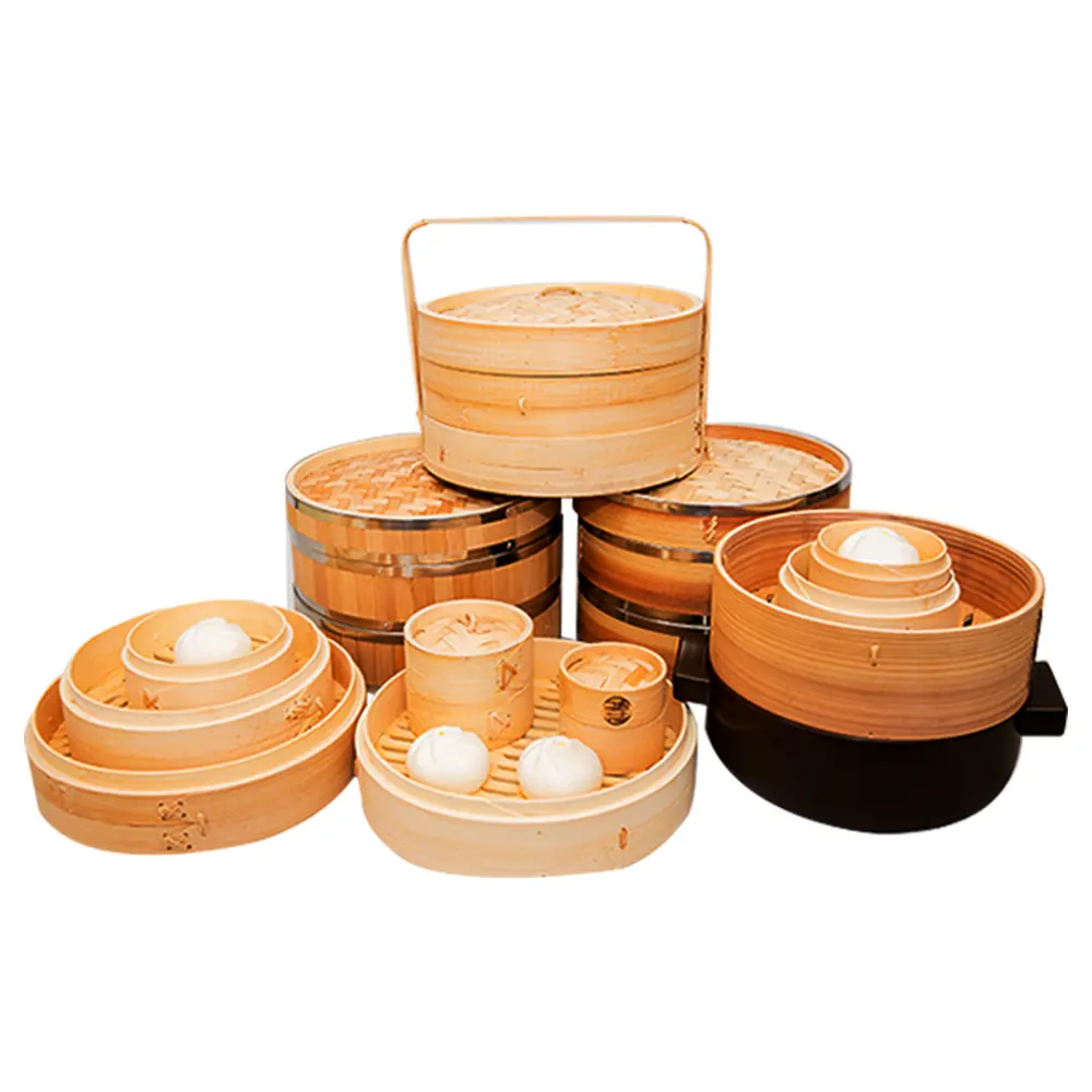 Азиатский стиль традиционная еда Премиум дома мини Бамбуковая Пароварка Корзина 10 12 14 дюймов набор