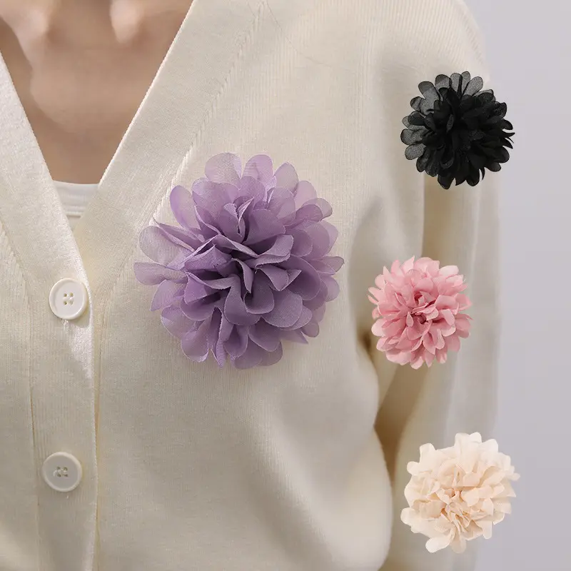 Bros bunga Pin wanita dekorasi kain bros grosir bunga buatan tangan untuk bros wanita