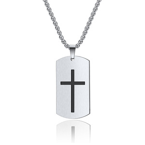 Insigne croisé simple pour hommes européens et américains chaîne de chandail <span class=keywords><strong>en</strong></span> acier inoxydable de vente chaude pour les anniversaires de coulée pour <span class=keywords><strong>Amazon</strong></span> - Product Image 6