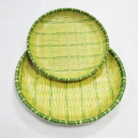 Assiettes à dîner en mélamine réutilisables en plastique de qualité alimentaire écologiques durables rondes personnalisées de 8 pouces à motif bambou