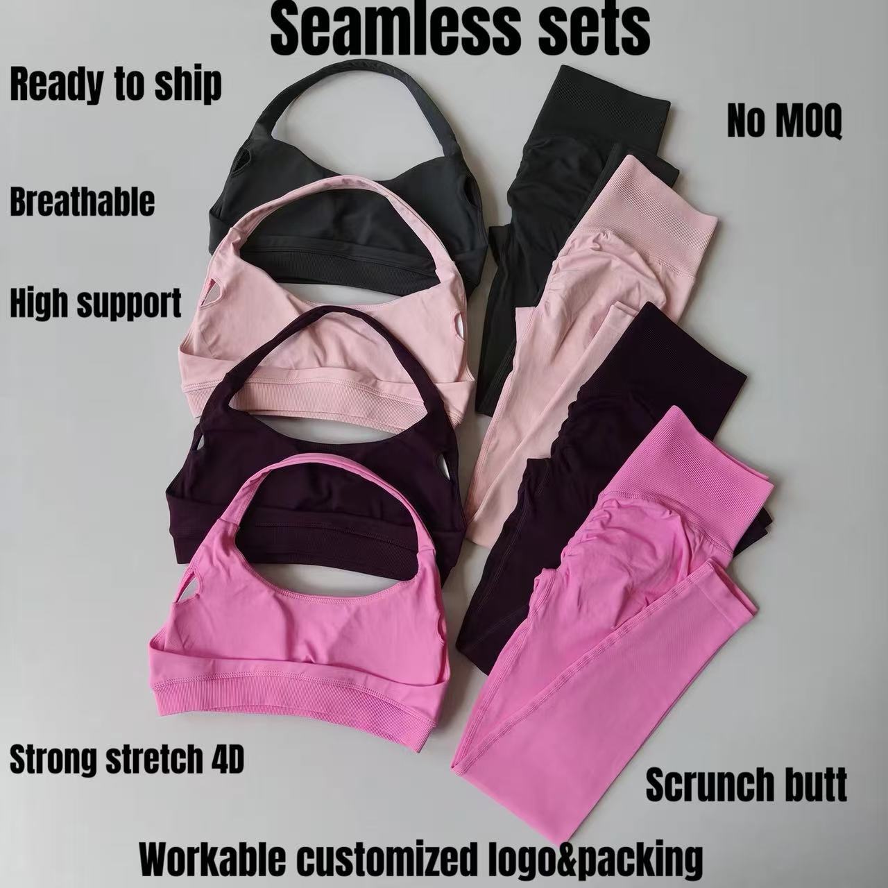 Ropa Deportiva Mujer Backless Seamless Breathable Bra Scrunch Butt Leggings Two-Piece Set Gym Yoga Fitness Workout for Women