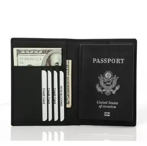 באיכות גבוהה Mens נסיעות עור אמיתי כיסוי דרכון מחזיק לוגו מותאם אישית עבור איש סיטונאי עם כרטיס חריץ