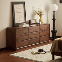 Commode moderne à 9 tiroirs en noyer noir américain, bois massif, durable, écologique, rangement de chambre à coucher pour les dossiers et les vêtements
