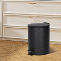Poubelle à pédale en acier noir mat de 5 L avec couvercle, résistante aux traces de doigts, ronde, multifonctionnelle, gain de place, poubelle de salle de bain
