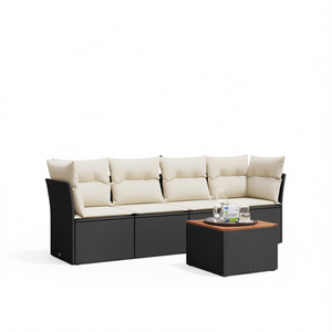 Modular Black PE Rattan Garden <b>Sofa</b> <b>Set</b> Elegant Outdoor Furniture High-Density Foam Cushions UV Resistant - Product Image 1