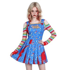 Disfraz <span class=keywords><strong>de</strong></span> <span class=keywords><strong>Chucky</strong></span> para Mujer - Disfraz <span class=keywords><strong>de</strong></span> Halloween <span class=keywords><strong>de</strong></span> la Película <span class=keywords><strong>de</strong></span> Terror Child's Play con Mangas a Rayas - Product Image 1