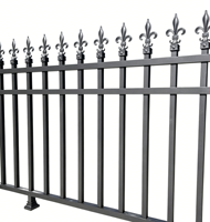 Clôture en acier noir de style européen avec embouts en fleur-de-lis, balustrade de sécurité ornementale thermolaquée pour villa, jardin