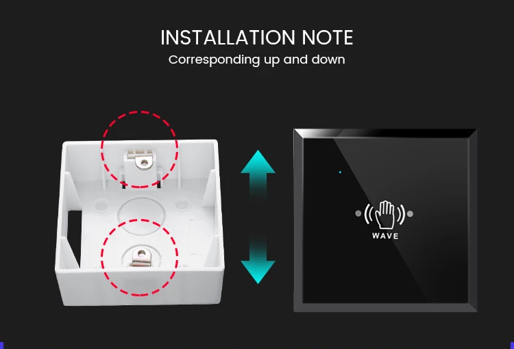 Hand No Touch Wireless Exit Button Induced Sensor Switch With Receiver Modal No: MR-WNTEB505 Capacitive sensing distance: 5cm