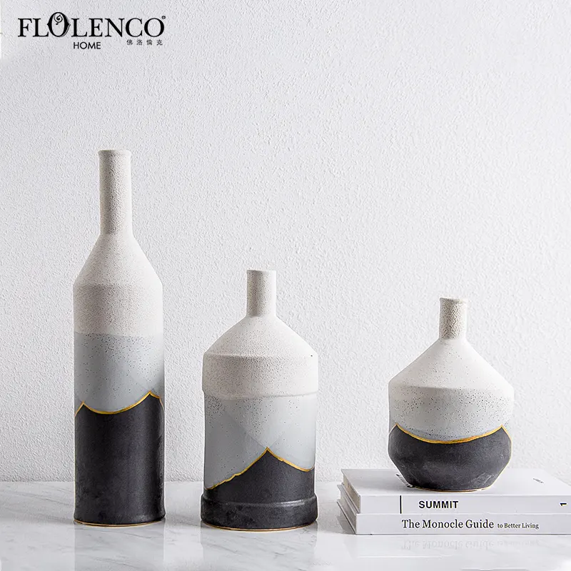 Vevor — Table minimaliste moderne en forme de bouteille de vin, bouton de fleur simple, Vase rond en céramique et en porcelaine pour décoration de la maison