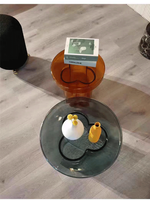 Table d'appoint en verre bleu ambre de 22 pouces, balcon, loisirs, maison, hôtel, meubles, 55 cm, 38 cm, table basse de café, ensemble de 2 pièces