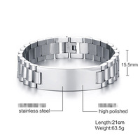 Bracelet d'identification personnalisé en acier inoxydable pour homme, chaîne polie or et argent, bracelet gravé avec nom et logo, bijoux OEM ODM