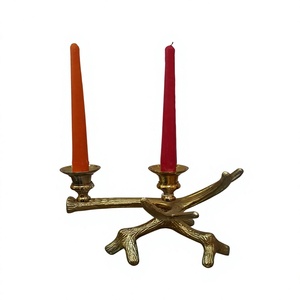 High-Quality Hand-Crafted Aluminium Metal Brass Finish Home Decoration Antique Candle Holder Candelabra - Product Image 1