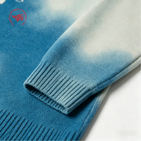 Pull en tricot bleu délavé pour homme, style streetwear, imprimé graphique abstrait, coupe oversize, style techwear