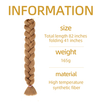 Fujia 165g 82 pouces Pré-étiré - Extensions de cheveux synthétiques Jumbo pour tresses et dreadlocks