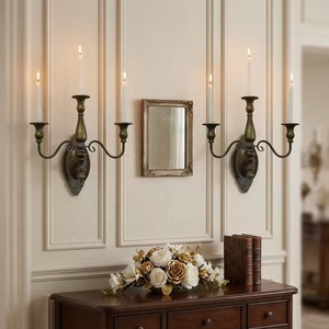 Candelabro <span class=keywords><strong>de</strong></span> <span class=keywords><strong>Pared</strong></span> <span class=keywords><strong>de</strong></span> Hierro con Relieve Tallado en Bronce Estilo Rococó Europeo Antiguo, Magnífico Candelabro con Flores para Decoración <span class=keywords><strong>de</strong></span> <span class=keywords><strong>Pared</strong></span> Interior - Product Image 4