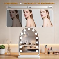 Miroir de maquillage rectangulaire à 13 ampoules LED avec écran d'affichage LED, cadre métallique, pour anniversaire, cosmétiques, maquillage, coiffeuse, chambre à coucher