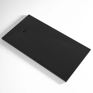 Nampan mandi permukaan padat hitam/putih, batu Resin kustom Anti selip warna abu-abu dasar Solid