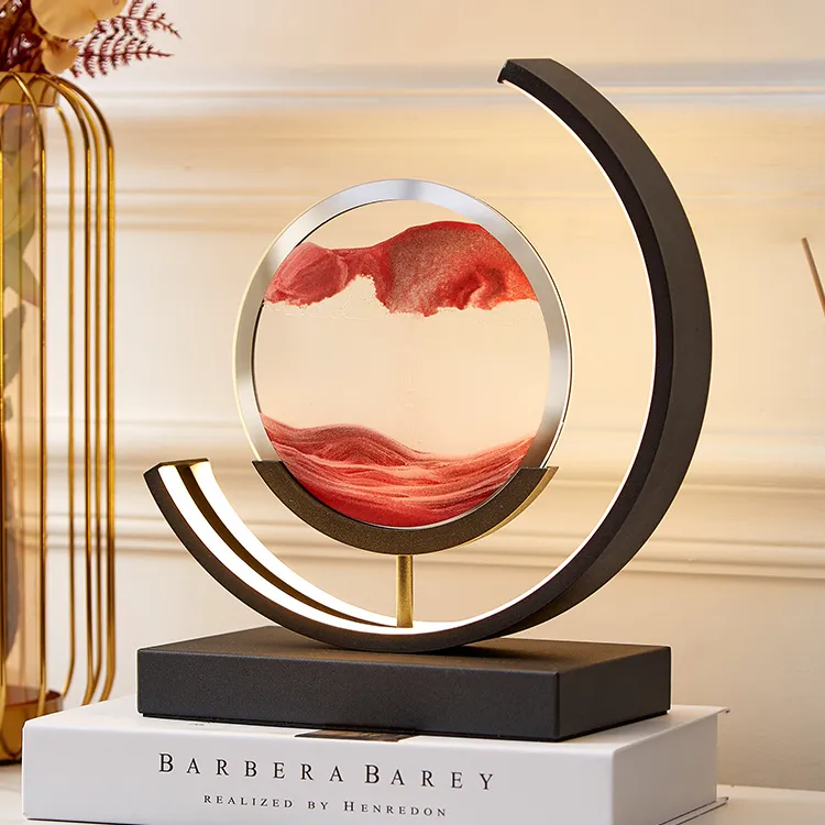 trending product 2023 best selling 3D Sahara Desert Moving Sand Art Kinetic Sculpture LED equipped Hourglass