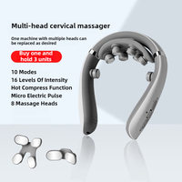 3-in-1-Nackenmassagegerät Elektrisches Mikrostrom-Mehrkopf-austauschbares kabelloses Shiatsu-Heizvibrations-Zervix massage gerät