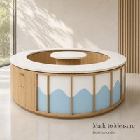 Vitrine de présentation de bijoux de luxe ronde en marbre, taille personnalisée, avec éclairage LED, en verre, pour kiosque de centre commercial de diamants