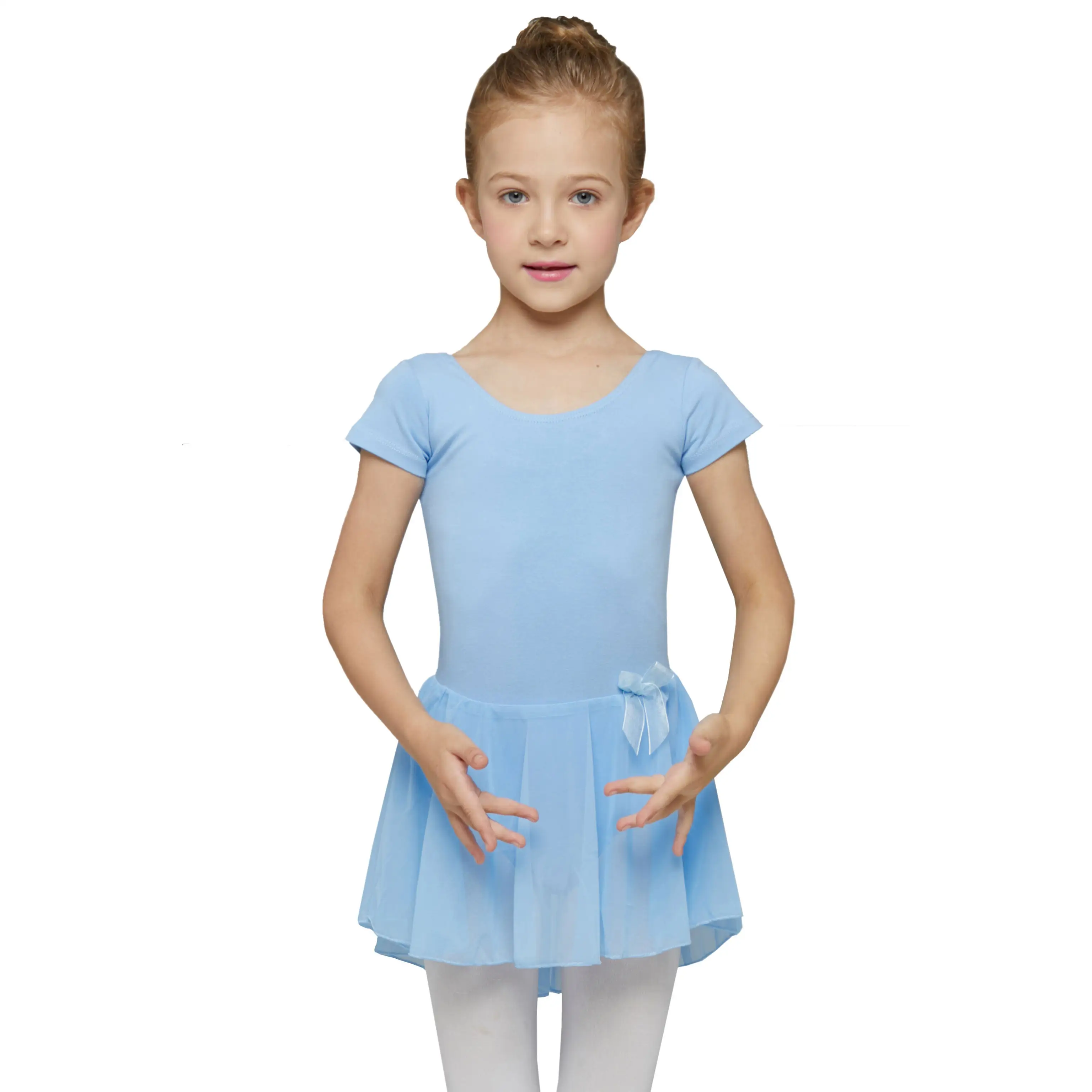 Оптовая продажа, балетное платье с коротким рукавом для девочек