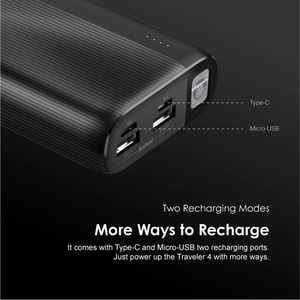 Batterie <span class=keywords><strong>Externe</strong></span> Oraimo 20000 mAh 2.1A Charge Rapide Sortie Type C Éclairage LED Grande Capacité Extérieure - Product Image 5