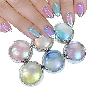 เจลทาเล็บเมอร์เมดแบบจุ่มสีออโรร่าอะคริลิคสำหรับทำเล็บมือ ชุด 6 กระปุก ขายส่ง พร้อมสีเมทัลลิกมิเรอร์หลากสี - Product Image 1