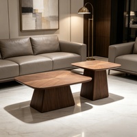 Ensemble de table basse en bois moderne, pieds en bois massif et MDF avec placage en noyer, couleurs personnalisées, meubles de salon pour café, hôtel