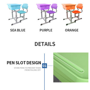 Meubles scolaires très demandés, production directe d'usine, bureau et chaise en plastique pour l'école primaire - Product Image 5