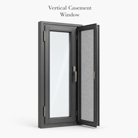 Fenêtre à battant verticale de style chinois moderne, cadre en alliage d'aluminium avec moustiquaire pliante en fibre de verre pour villa et jardin