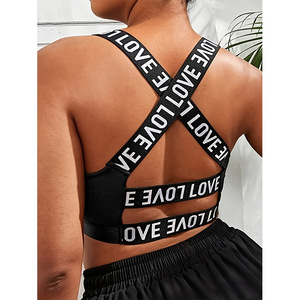 Comodo Reggiseno Sportivo Senza Cuciture Taglia 4XL con Stampa Lettering e Colori a Contrasto, Imbottito e Senza Ferretto, per Yoga, Palestra e Fitness Femminile - Product Image 2
