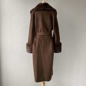 Nuevo Abrigo de Lana y Cachemira para Mujer de Invierno con Cuello y Puños de Piel de Zorro Real Cosidos a Mano en Color Personalizado, Popular y de Tendencia al por Mayor - Product Image 6