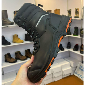 Bottes de travail de sécurité en cuir noir DSF53, imperméables, pour l'extérieur, toutes saisons, bottes de travail industrielles, vente en gros, MOQ - Product Image 1