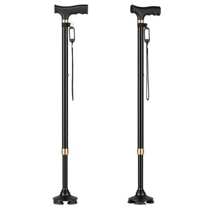 Aluminum Alloy Adjustable Telescopic Cane With 10 Height <b>Levels</b> For Elderly Rehabilitation - Product Image 2
