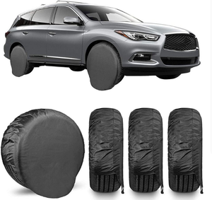 Housses de pneus universelles Loyagour en PVC résistant aux UV et imperméables pour caravanes, disponibles en plusieurs tailles, noir/argent, installation facile, style sportif - Product Image 4